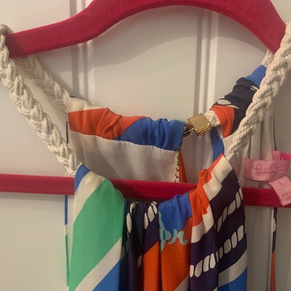 Lilly Pulitzer Kennett Multi-overboard Stripe Braided Chain Halter Dress - Picture 3 of 5